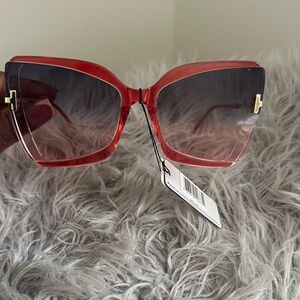 Red Gradient Square Women's Sunglasses